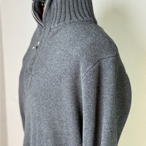 J.Crew Gray 1/2 Zip Mock Ribbed Neck 100% Cotton Sweater XL - Picture 3 of 7